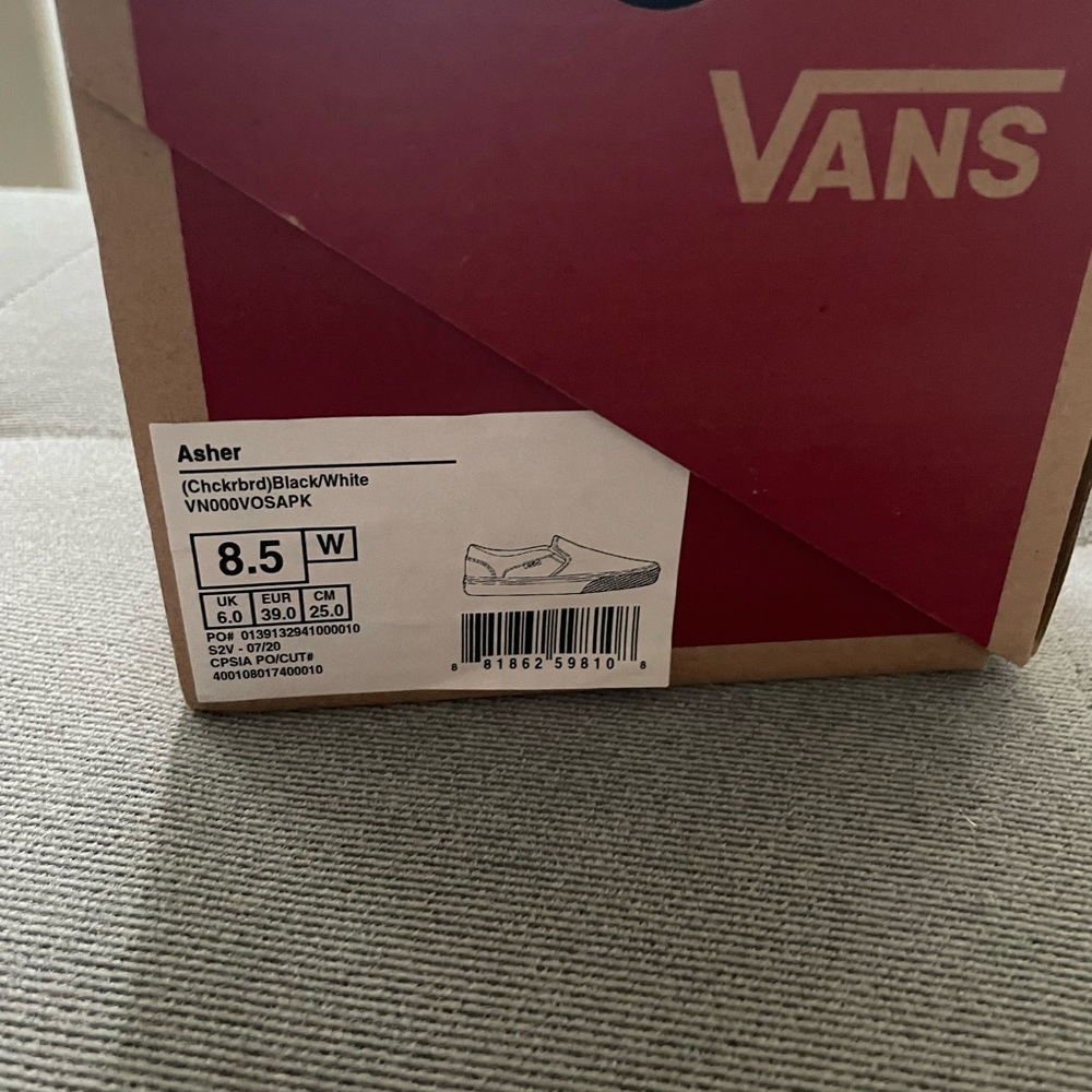 Vans Asher Checkerboard Black and White Slip-Ons